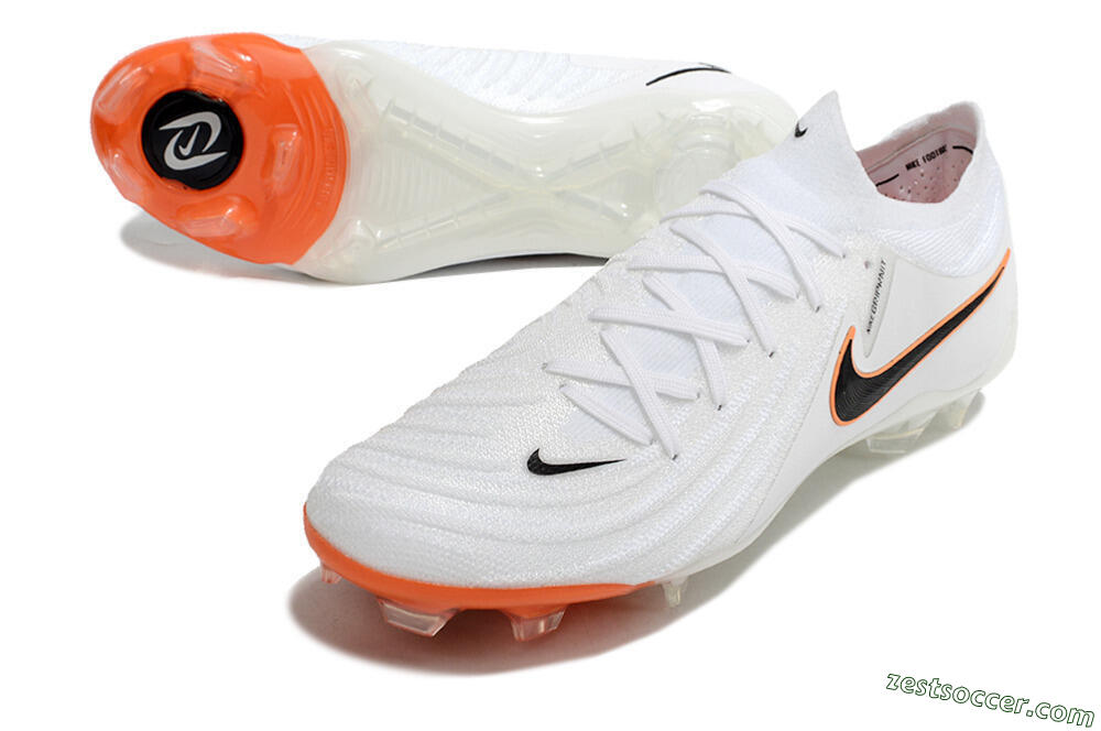 Nike Phantom Luna Elite NU FG Low-Tops Soccer Cleats - White/Black/Orange 3