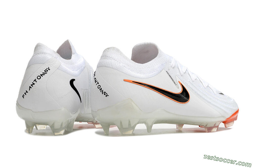 Nike Phantom Luna Elite NU FG Low-Tops Soccer Cleats - White/Black/Orange 6