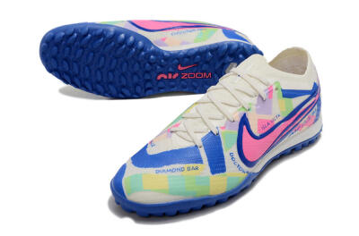 Nike Air Zoom Mercurial Vapor 15 Elite TF Low-Tops Soccer Shoes - White/Blue/Pink/Yellow