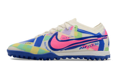 Nike Air Zoom Mercurial Vapor 15 Elite TF Low-Tops Soccer Shoes - White/Blue/Pink/Yellow