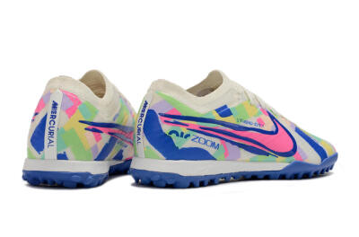 Nike Air Zoom Mercurial Vapor 15 Elite TF Low-Tops Soccer Shoes - White/Blue/Pink/Yellow