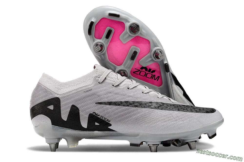 Nike Air Zoom Mercurial Vapor 15 Elite SG Low-Tops Soccer Cleats - Grey/Black/Pink 0