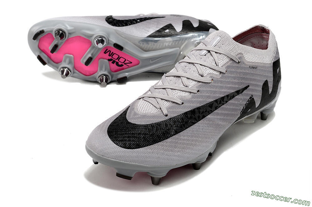 Nike Air Zoom Mercurial Vapor 15 Elite SG Low-Tops Soccer Cleats - Grey/Black/Pink 3