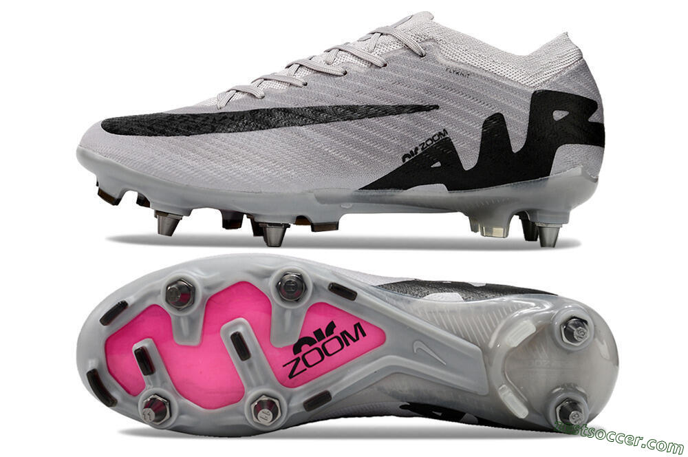 Nike Air Zoom Mercurial Vapor 15 Elite SG Low-Tops Soccer Cleats - Grey/Black/Pink 1
