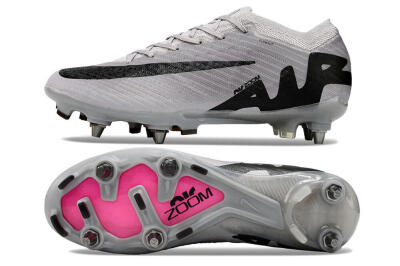 Nike Air Zoom Mercurial Vapor 15 Elite SG Low-Tops Soccer Cleats - Grey/Black/Pink