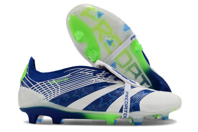 Adidas Predator Elite Foldover Tongue FG Low-Tops Soccer Cleats - White/Blue/Green