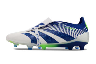 Adidas Predator Elite Foldover Tongue FG Low-Tops Soccer Cleats - White/Blue/Green