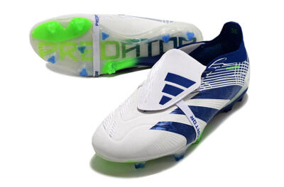 Adidas Predator Elite Foldover Tongue FG Low-Tops Soccer Cleats - White/Blue/Green