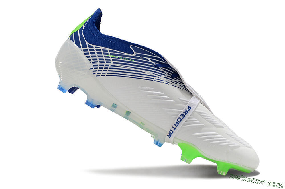 Adidas Predator Elite Foldover Tongue FG Low-Tops Soccer Cleats - White/Blue/Green 4