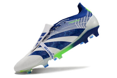 Adidas Predator Elite Foldover Tongue FG Low-Tops Soccer Cleats - White/Blue/Green