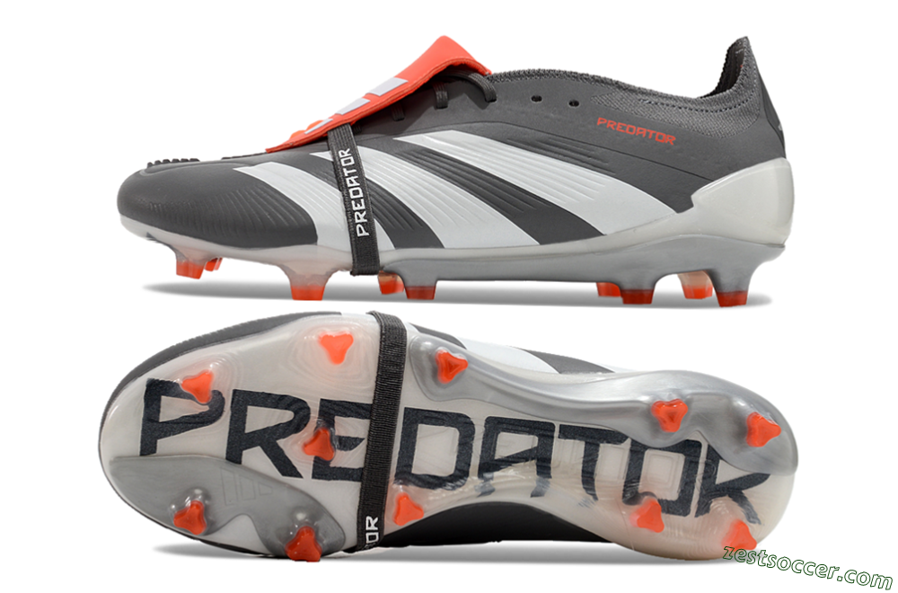 Adidas Predator Elite Foldover Tongue FG Low-Tops Soccer Cleats - Grey/Red/White 1