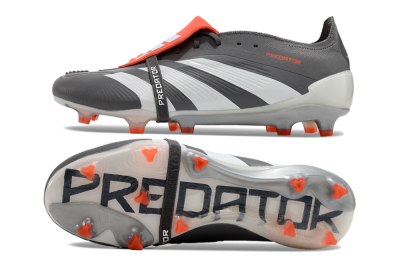 Adidas Predator Elite Foldover Tongue FG Low-Tops Soccer Cleats - Grey/Red/White