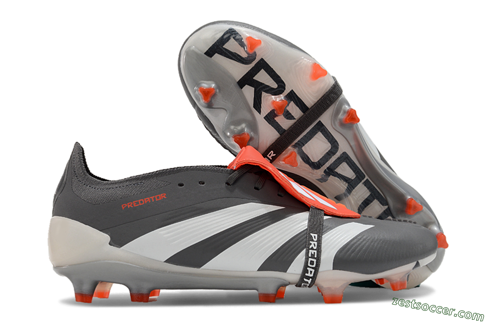 Adidas Predator Elite Foldover Tongue FG Low-Tops Soccer Cleats - Grey/Red/White 0