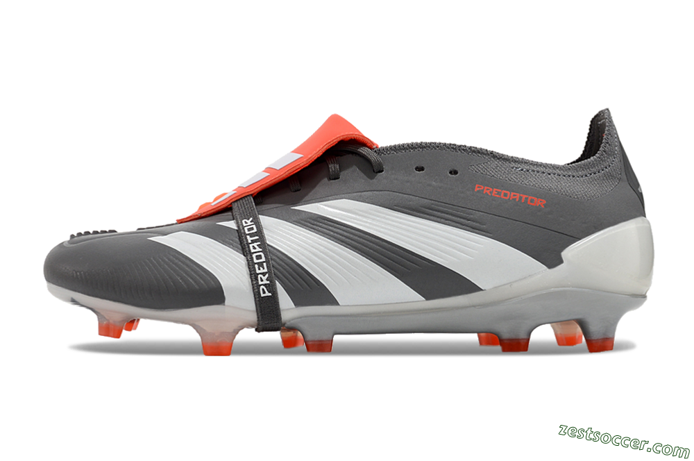 Adidas Predator Elite Foldover Tongue FG Low-Tops Soccer Cleats - Grey/Red/White 2