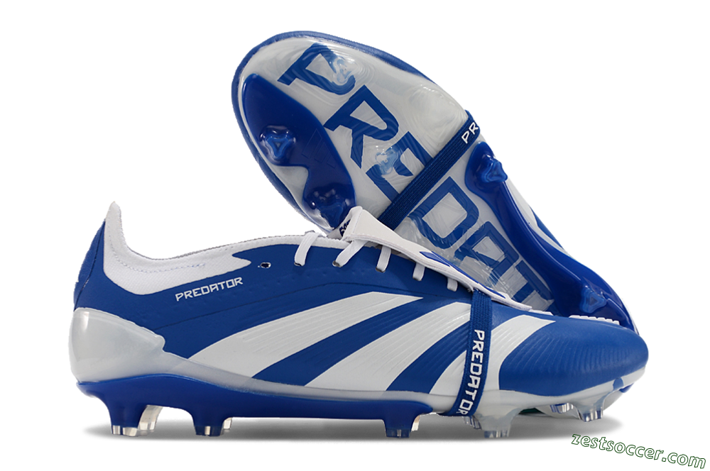 Adidas Predator Elite Foldover Tongue FG Low-Tops Soccer Cleats - Blue/white/Beige 0