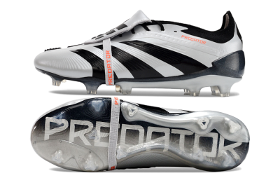 Adidas Predator Elite Foldover Tongue FG Low-Tops Soccer Cleats - Silver/Black/Red