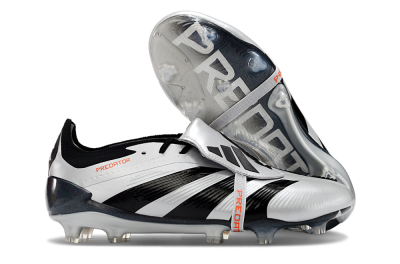 Adidas Predator Elite Foldover Tongue FG Low-Tops Soccer Cleats - Silver/Black/Red