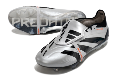 Adidas Predator Elite Foldover Tongue FG Low-Tops Soccer Cleats - Silver/Black/Red
