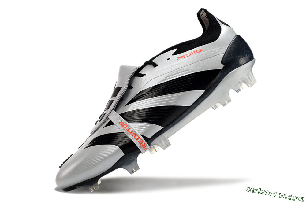Adidas Predator Elite Foldover Tongue FG Low-Tops Soccer Cleats - Silver/Black/Red 5