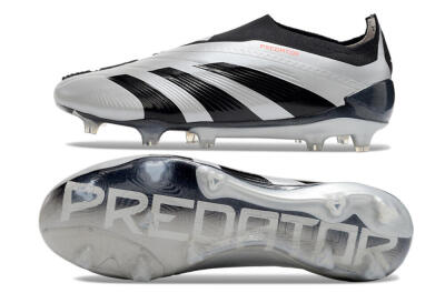 Adidas Predator Accuracy+ Laceless FG High-Tops Soccer Cleats - Silver/Black