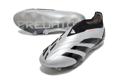 Adidas Predator Accuracy+ Laceless FG High-Tops Soccer Cleats - Silver/Black
