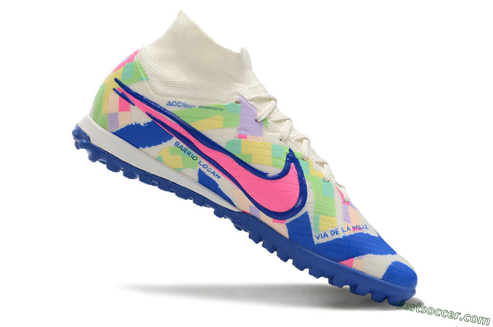 Nike Air Zoom Mercurial Superfly 9 Elite TF High-Tops Soccer Shoes - White/Rainbow 4