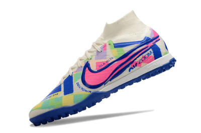 Nike Air Zoom Mercurial Superfly 9 Elite TF High-Tops Soccer Shoes - White/Rainbow