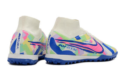 Nike Air Zoom Mercurial Superfly 9 Elite TF High-Tops Soccer Shoes - White/Rainbow