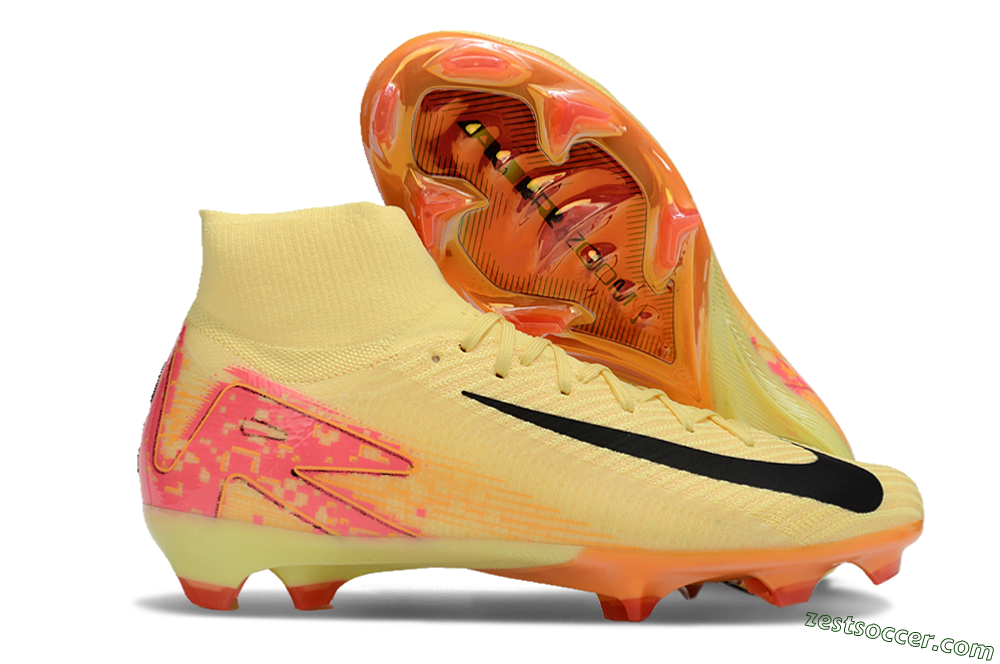 Nike Air Zoom Mercurial Superfly 10 Elite FG High-Tops Soccer Cleats - Yellow/Black/Pink/Gold 0