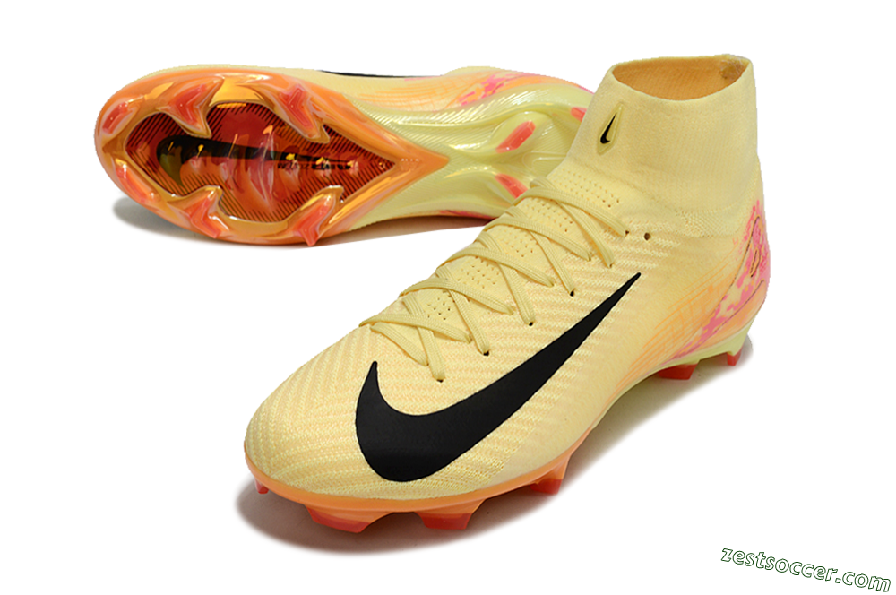 Nike Air Zoom Mercurial Superfly 10 Elite FG High-Tops Soccer Cleats - Yellow/Black/Pink/Gold 3