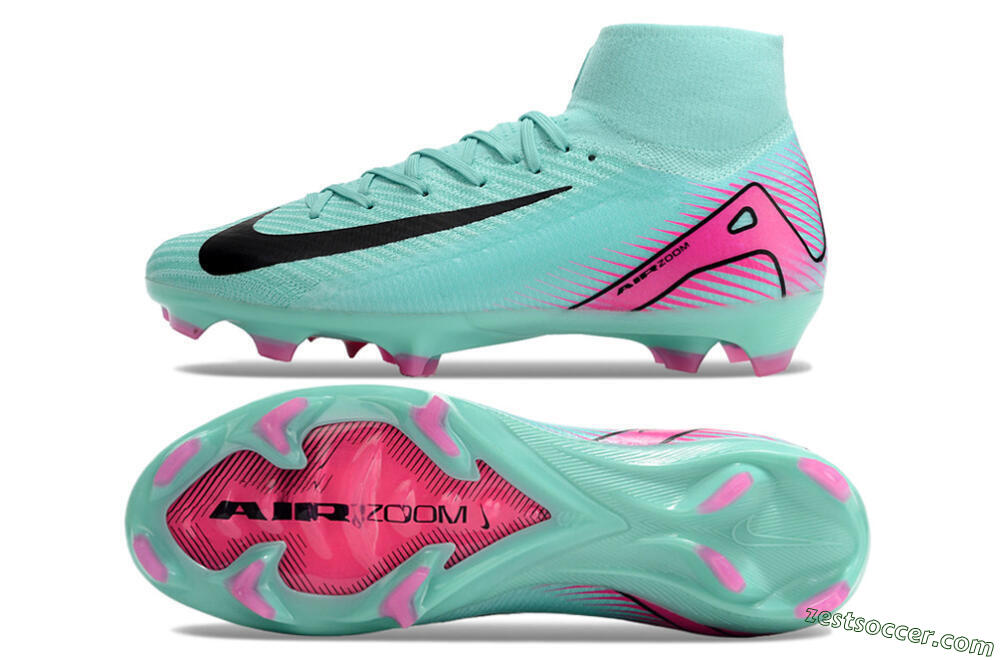 Nike Air Zoom Mercurial Superfly 10 Elite FG High-Tops Soccer Cleats - Jade/Black/Pink 1