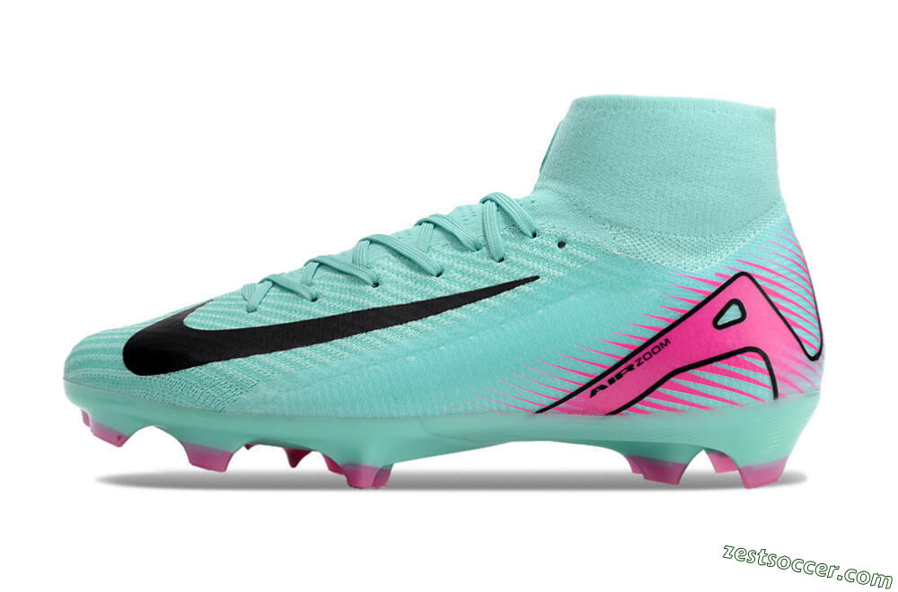 Nike Air Zoom Mercurial Superfly 10 Elite FG High-Tops Soccer Cleats - Jade/Black/Pink 2