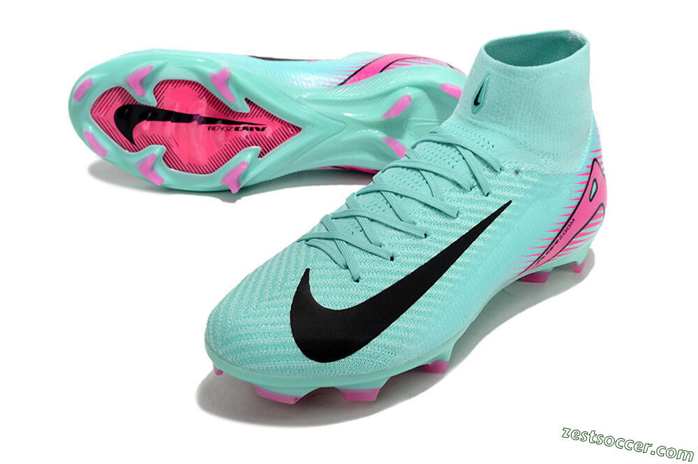 Nike Air Zoom Mercurial Superfly 10 Elite FG High-Tops Soccer Cleats - Jade/Black/Pink 3