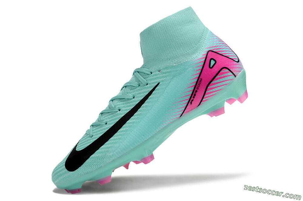 Nike Air Zoom Mercurial Superfly 10 Elite FG High-Tops Soccer Cleats - Jade/Black/Pink 5