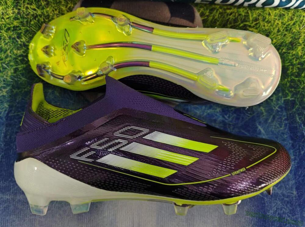 Adidas F50+ Adizero FG Low-Tops Soccer Cleats - Purple/Yellow/Blue