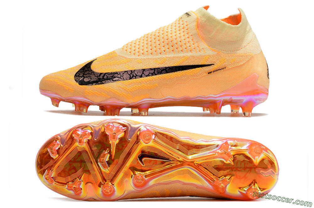 Nike Phantom GX Elite DF Link Blaze Pack FG High-Tops Soccer Cleats - Citron Tint/Burgundy Crush 1