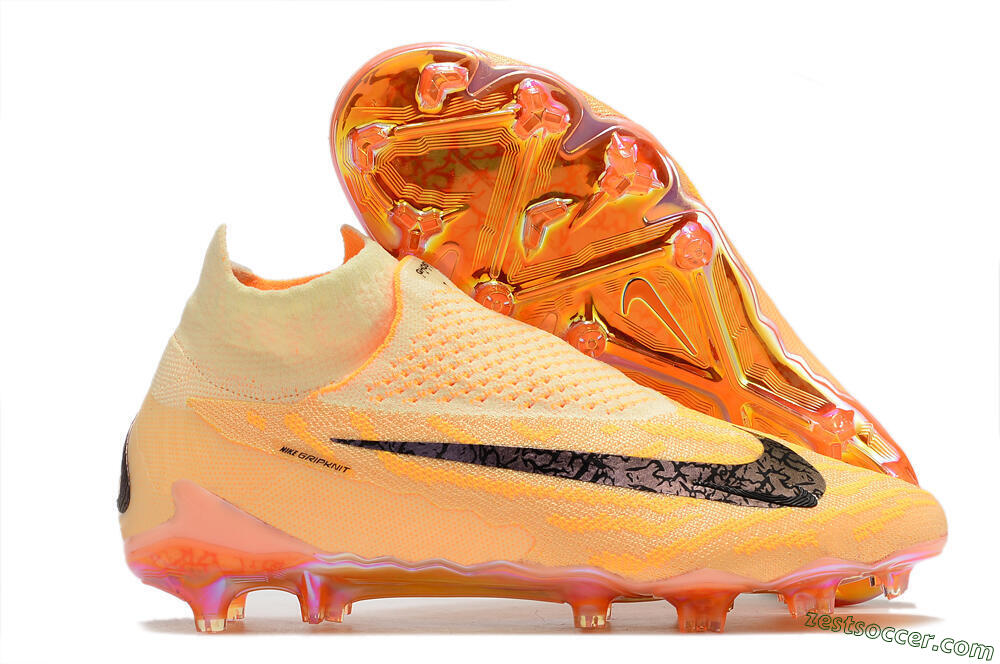 Nike Phantom GX Elite DF Link Blaze Pack FG High-Tops Soccer Cleats - Citron Tint/Burgundy Crush 0