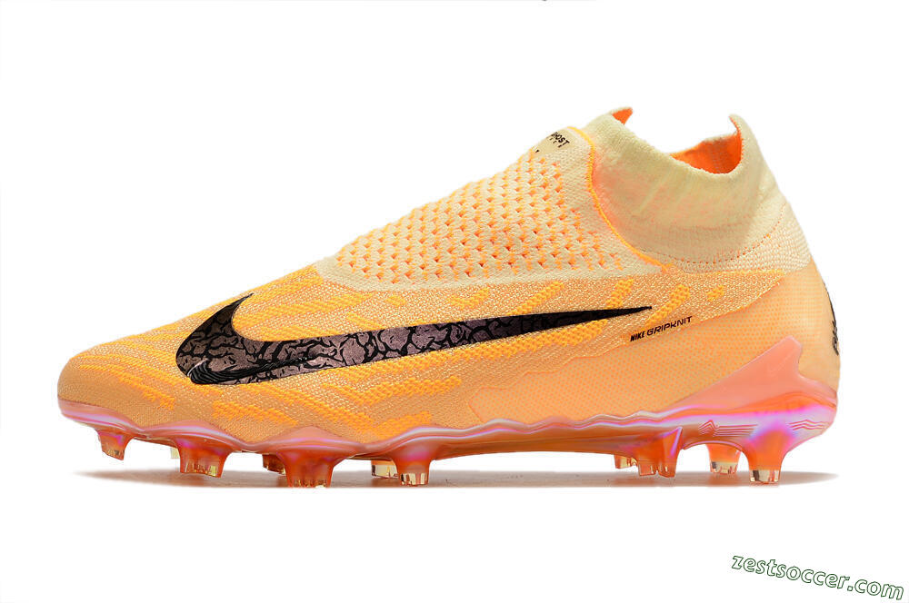 Nike Phantom GX Elite DF Link Blaze Pack FG High-Tops Soccer Cleats - Citron Tint/Burgundy Crush 2