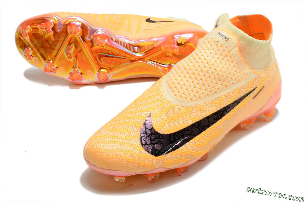 Nike Phantom GX Elite DF Link Blaze Pack FG High-Tops Soccer Cleats - Citron Tint/Burgundy Crush 3