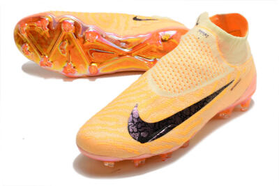 Nike Phantom GX Elite DF Link Blaze Pack FG High-Tops Soccer Cleats - Citron Tint/Burgundy Crush