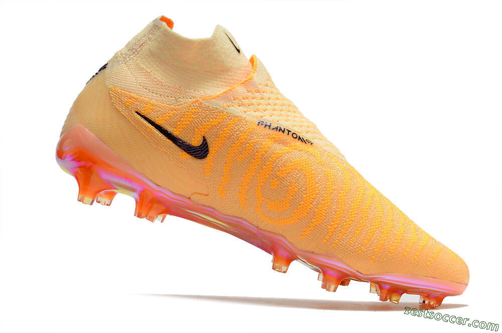 Nike Phantom GX Elite DF Link Blaze Pack FG High-Tops Soccer Cleats - Citron Tint/Burgundy Crush 4