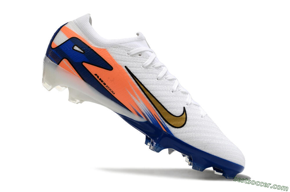 Nike Air Zoom Mercurial Vapor 16 Elite FG Low-Tops Soccer Cleats - White/Yellow/Orange/Blue 4