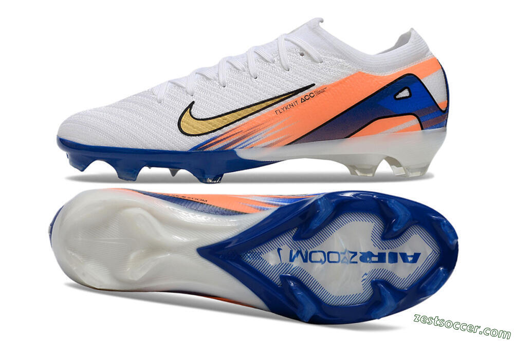 Nike Air Zoom Mercurial Vapor 16 Elite FG Low-Tops Soccer Cleats - White/Yellow/Orange/Blue 1