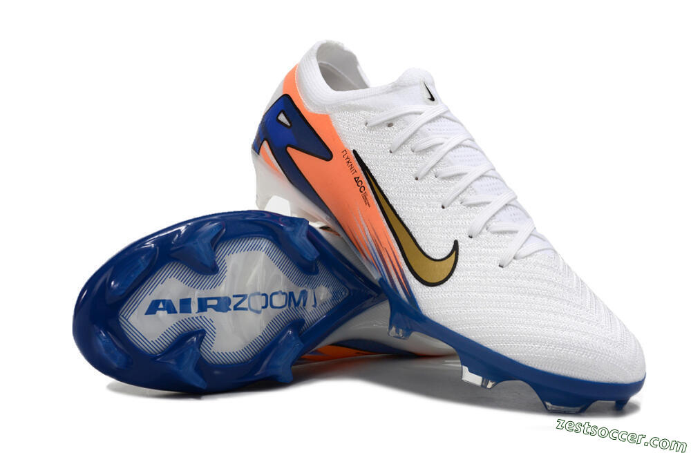Nike Air Zoom Mercurial Vapor 16 Elite FG Low-Tops Soccer Cleats - White/Yellow/Orange/Blue 3