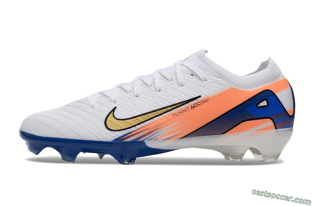 Nike Air Zoom Mercurial Vapor 16 Elite FG Low-Tops Soccer Cleats - White/Yellow/Orange/Blue 2
