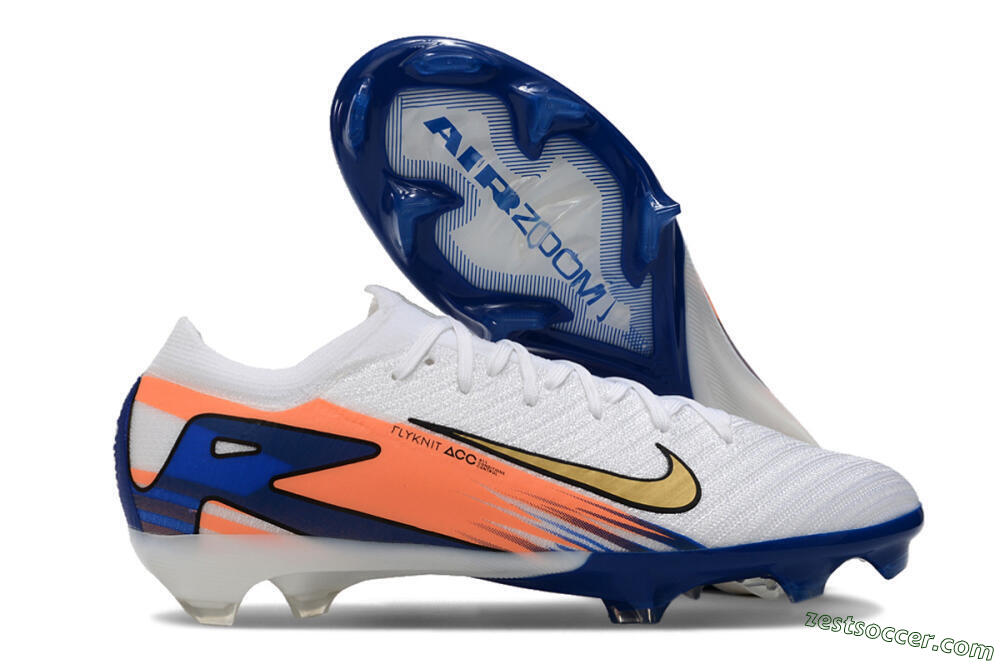 Nike Air Zoom Mercurial Vapor 16 Elite FG Low-Tops Soccer Cleats - White/Yellow/Orange/Blue 0