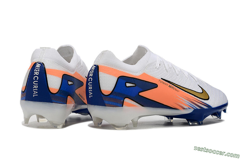 Nike Air Zoom Mercurial Vapor 16 Elite FG Low-Tops Soccer Cleats - White/Yellow/Orange/Blue 6