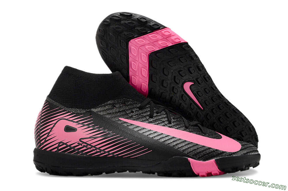 Nike Air Zoom Mercurial Superfly 10 Elite TF High-Tops Soccer Shoes - Black/Pink 0