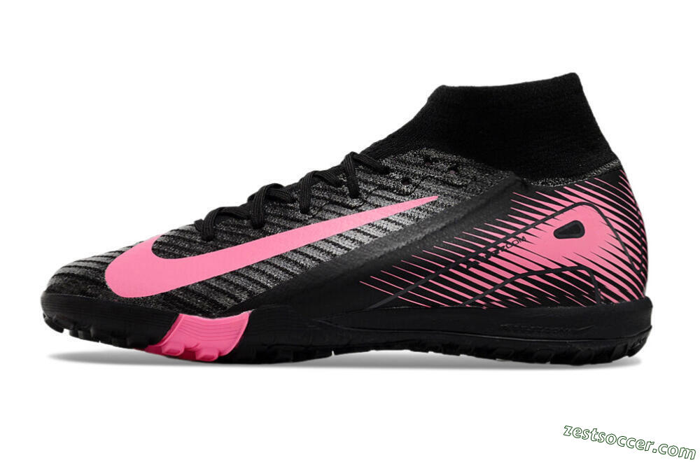 Nike Air Zoom Mercurial Superfly 10 Elite TF High-Tops Soccer Shoes - Black/Pink 2