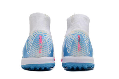 Nike Air Zoom Mercurial Superfly 10 Elite TF High-Tops Soccer Shoes - White/Pink/Blue